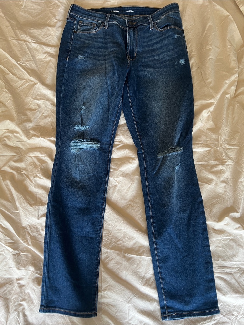Old Navy Women's Dark Blue Distressed Pop Icon Jeans Size 10